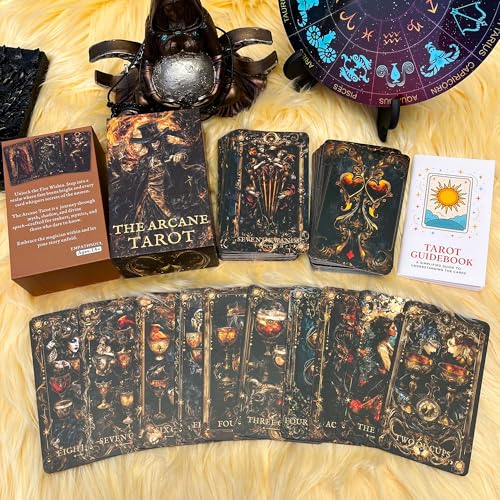 DIANZHU Dark Gothic Tarot Deck Unique, Tarot Cards for Beginners, Tarot Cards with Guide Book, Dark Fantasy Style Tarot Deck, Reading Witchcraft Divination Tool - Image 3