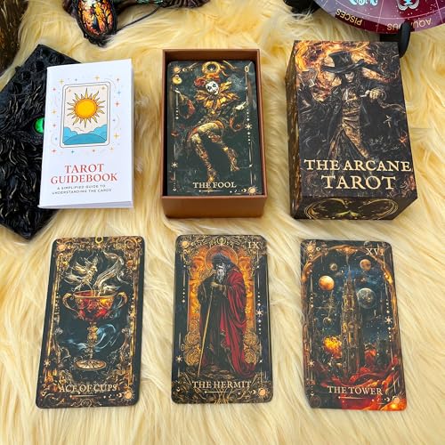 DIANZHU Dark Gothic Tarot Deck Unique, Tarot Cards for Beginners, Tarot Cards with Guide Book, Dark Fantasy Style Tarot Deck, Reading Witchcraft Divination Tool - Image 1