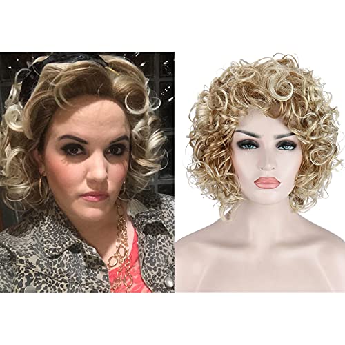 Kalyss Short Curly Wavy Blonde Wigs for Women Heat Resistant Synthetic Full Head Hair Costume Wig Natural Looking 130% Density Hairpiece - Image 2