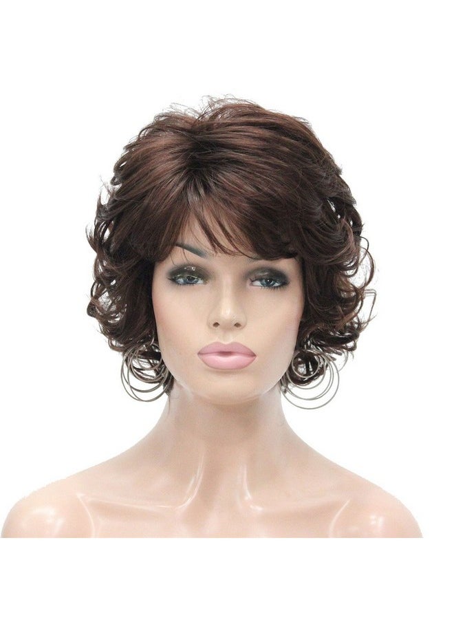Aimole - Short Curly Ends Wigs Synthetic Women'S Fiber Wig With Layered Bangs(31 Auburn) - Image 1