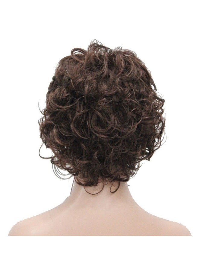 Aimole - Short Curly Ends Wigs Synthetic Women'S Fiber Wig With Layered Bangs(31 Auburn) - Image 1