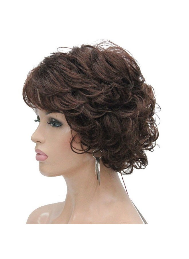 Aimole - Short Curly Ends Wigs Synthetic Women'S Fiber Wig With Layered Bangs(31 Auburn) - Image 1