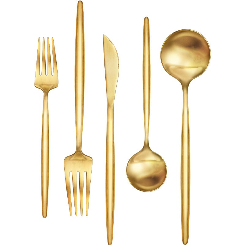 EWFEN 30-Piece Gold Silverware Set, Flatware Set for 6, Food-Grade Stainless Steel Cutlery Set, Includes Spoons Forks Knives, Kitchen Cutlery for Home Office Restaurant Hotel - Image 1