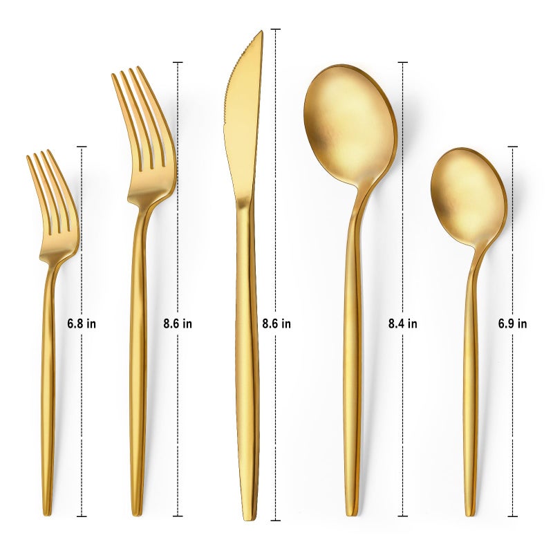 EWFEN 30-Piece Gold Silverware Set, Flatware Set for 6, Food-Grade Stainless Steel Cutlery Set, Includes Spoons Forks Knives, Kitchen Cutlery for Home Office Restaurant Hotel - Image 2