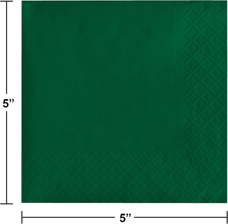 Creative Converting Touch of Color 2-Ply 50 Count Paper Beverage Napkins in Hunter Green - Image 3