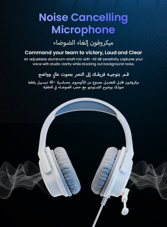 Faster BG500 Gekko Gaming Headphones with LED RGB, Ultra-Clear Mic, Deep Bass 40mm Drivers, Noise-Isolating Cushions, Adjustable Headband, Lightweight Design – Compatible with PC/PS4/PS5/Mobile (White) - Image 2