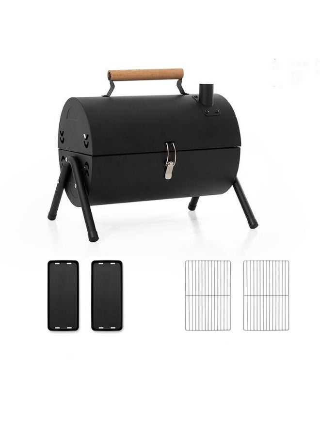 DubaiGallery Portable Outdoor Barbecue Grill with Lid, Charcoal BBQ Grill for Camping, Picnic and Travel, Compact Cooking Design with Metal Grate, Dual Charcoal Trays and Carry Handle, Ideal for Garden, Patio, Beach, Tailgating and Family Barbecues - Image 4