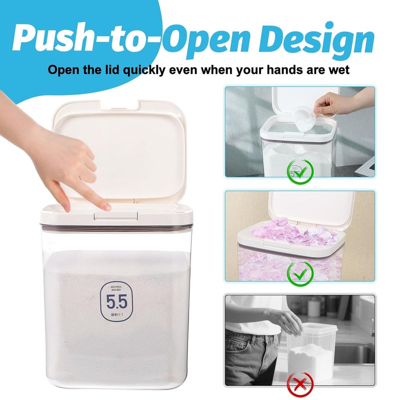 Bruislard 5.5L Laundry Detergent Dispenser with One-Press Lid Pod Holder Laundry Powder Container for Laundrys Room Organization Laundrys Bead Powder - Image 3