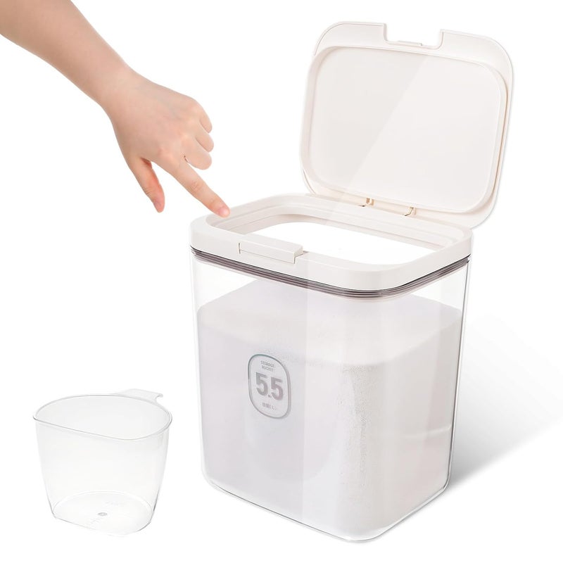 Bruislard 5.5L Laundry Detergent Dispenser with One-Press Lid Pod Holder Laundry Powder Container for Laundrys Room Organization Laundrys Bead Powder - Image 1