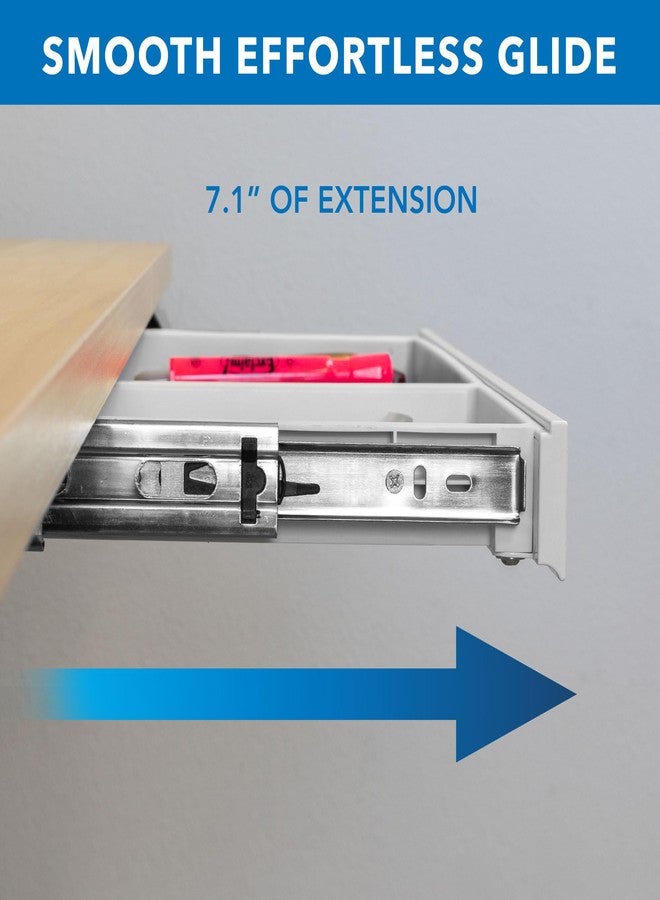 Mount-It! Under Desk Storage - Shallow Under Desk Drawer Organizer - Standing Desk Drawer Attachment - 20.7" Width Under Desk Storage Drawer - White - Image 4