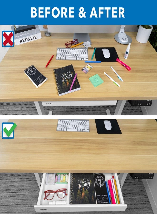 Mount-It! Under Desk Storage - Shallow Under Desk Drawer Organizer - Standing Desk Drawer Attachment - 20.7" Width Under Desk Storage Drawer - White - Image 2