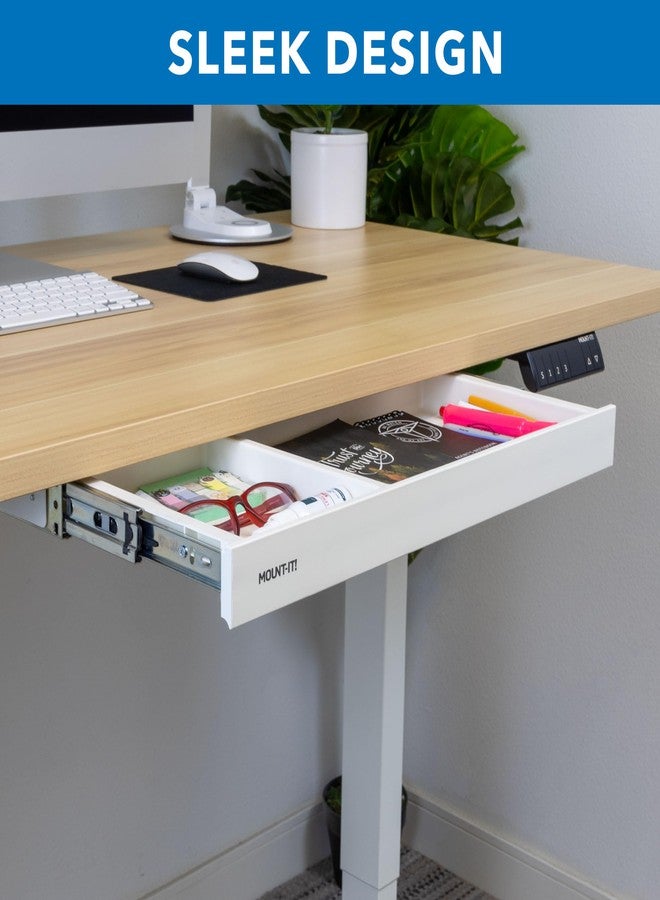 Mount-It! Under Desk Storage - Shallow Under Desk Drawer Organizer - Standing Desk Drawer Attachment - 20.7" Width Under Desk Storage Drawer - White - Image 3