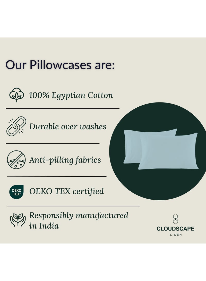 Cloud Scape Linen 600 Thread Count Egyption Cotton 2 Pillowcases Set (Standard, French Blue) - Image 3