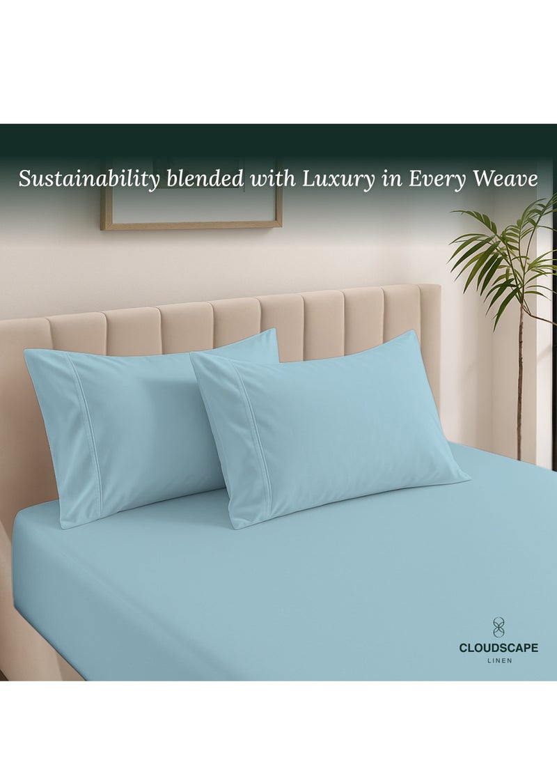 Cloud Scape Linen 600 Thread Count Egyption Cotton 2 Pillowcases Set (Standard, French Blue) - Image 4