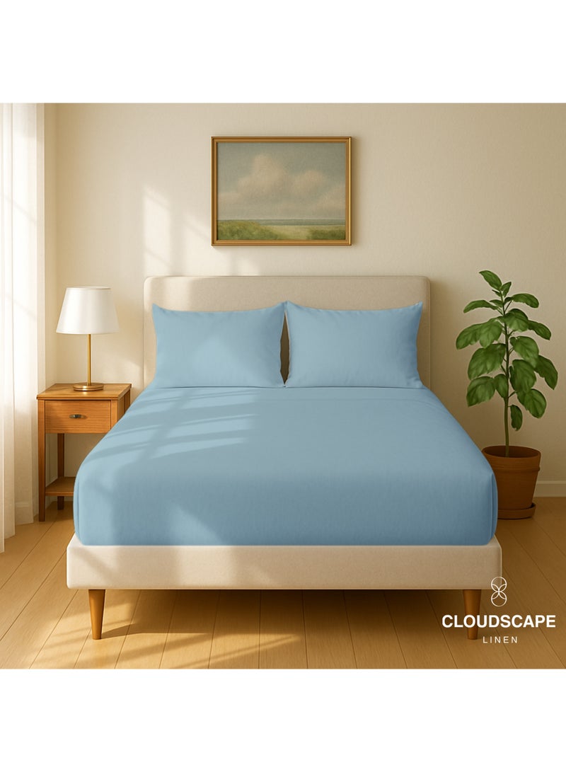 Cloud Scape Linen 600 Thread Count Egyption Cotton 2 Pillowcases Set (Standard, French Blue) - Image 2