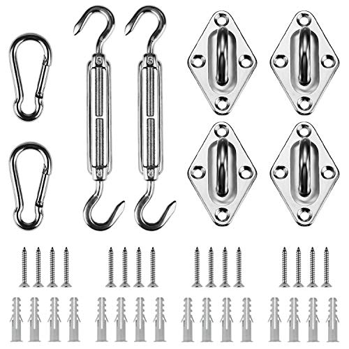 Shade&Beyond 304 Marine Grade Shade Sail Hardware Kit 5 inch for Rectangle and Square Sun Shade Sails Installation, 24 Pcs - Image 1