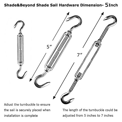 Shade&Beyond 304 Marine Grade Shade Sail Hardware Kit 5 inch for Rectangle and Square Sun Shade Sails Installation, 24 Pcs - Image 2