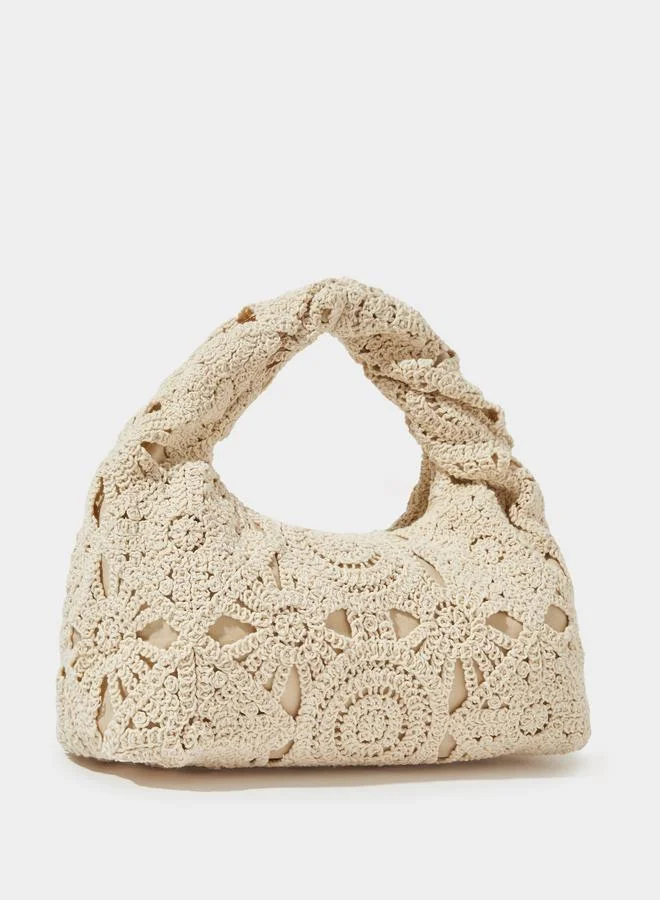 Beige Crochet Hand Bag