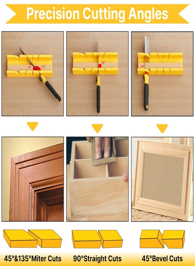 GARTOL Miter Box and Saw Set, 4-Piece Japanese Hand Saw for Wood Cutting, Woodworking Tools for Precise Miter and Bevel Cuts with 3 Replaceable Blades for DIY, Crafting, Furniture Making & Carpentry - Image 3