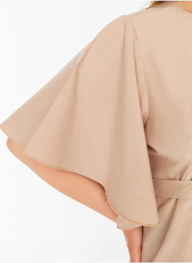 Trendyol Curve Angle Sleeve Pleat Detail Top