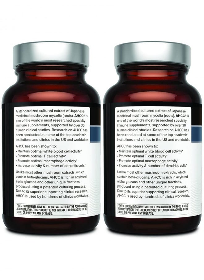 Quality of Life - Quality of Life 2 Pack AHCC Kinoko Platinum 750 mg Premium Immune Support Supplement 60 Count Bottles - Image 1