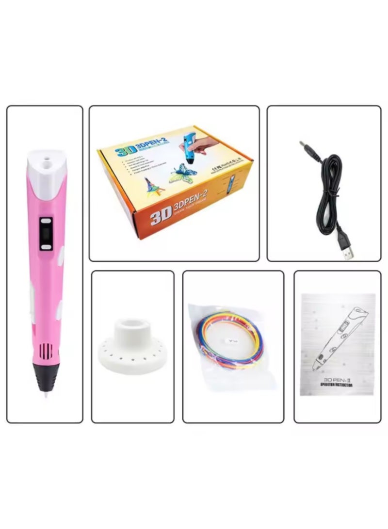 Digi Core قلم طباعة ثلاثية الأبعاد مع شاشة عرض، قلم ثلاثي الأبعاد 2، ارسم أحلامك بثلاثة ألوان أساسية من خيوط PLA، ودليل المشروع والشاحن، طقم قلم رسم ثلاثي الأبعاد، قلم رسم بفوهة مغلقة بالموجات فوق الصوتية، هدية تعليمية للأطفال باللون الوردي - Image 2