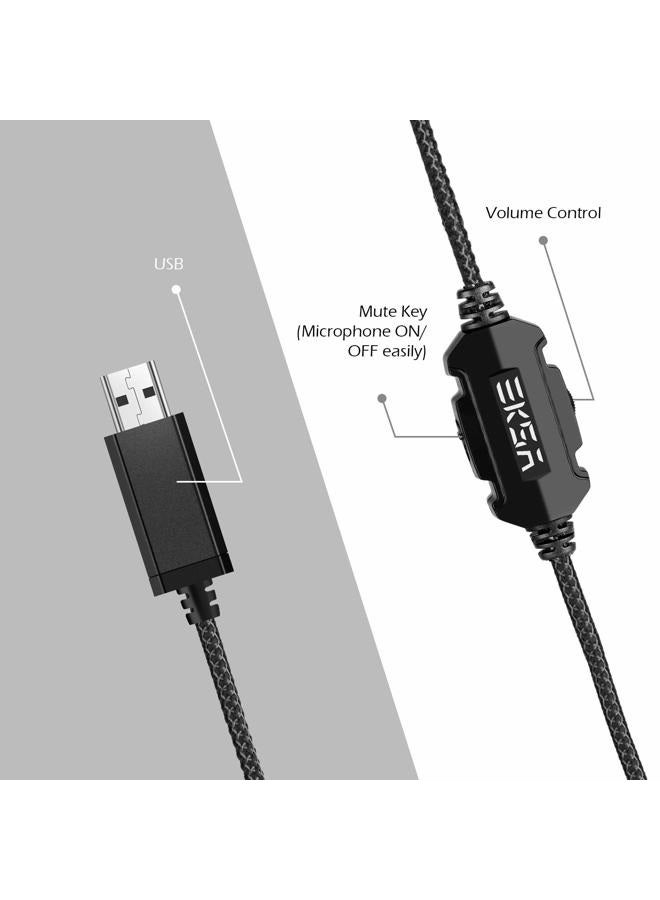 EKSA USB Gaming Headset for PC - Computer Headphones with 7.1 Surround Sound Stereo Noise Canceling Mic/Microphone RGB Light - Gaming Headphones for PS4/PS5 Console Laptop, Wired - Image 2