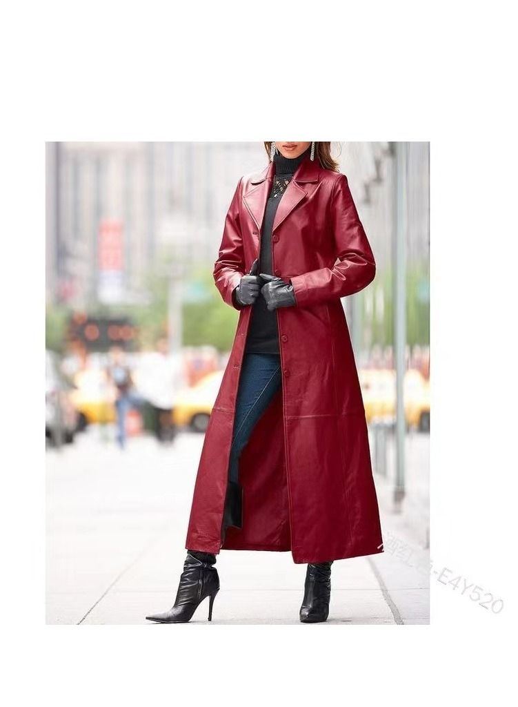 Loquat Women's Stylish Slim And Long PU Fur Overcoat 