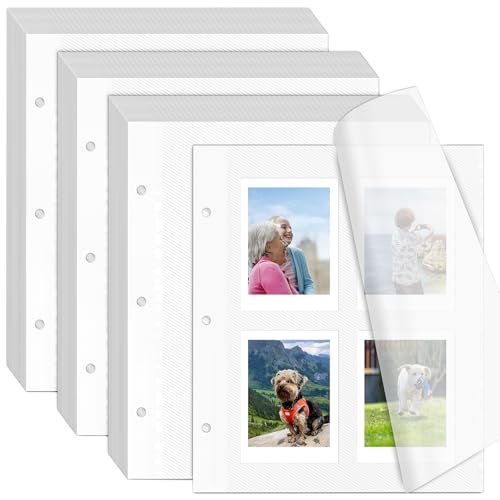 VOKOY 60 Sheets/120 Pages Photo Album Pages for 3 Ring Binder, Self Adhesive Scrapbooking Album Refill Pages Replacement Photo Album Sheets for 2x3 4x6 5x7 8x10 Photo or Cards, 11 x 9 Inch - Image 1