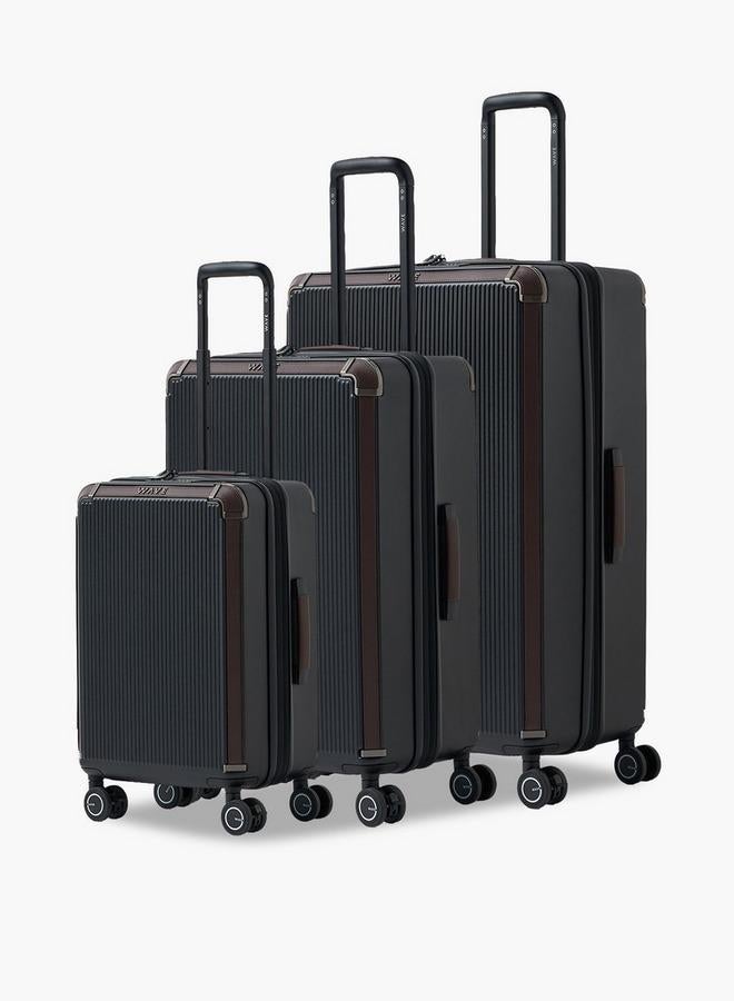 Wave Textured Harcase Trolley Bag With Retractable Handle - Set Of 3 - Image 1