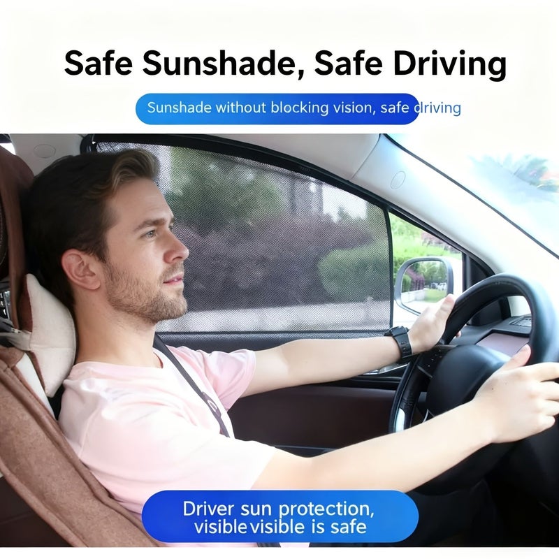 Window4 Piece Set Magnetic Car Window Shades With Protective And Privacy Screen Heavy Duty Mesh Front Rear Cover Easy To Install Remove Suitable For All Car Models Trucks SUVs Insulated Anti Glare - Image 2