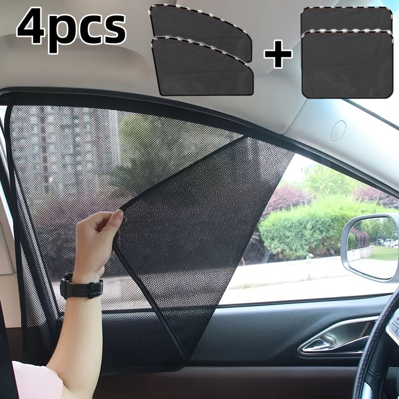 Window4 Piece Set Magnetic Car Window Shades With Protective And Privacy Screen Heavy Duty Mesh Front Rear Cover Easy To Install Remove Suitable For All Car Models Trucks SUVs Insulated Anti Glare - Image 1