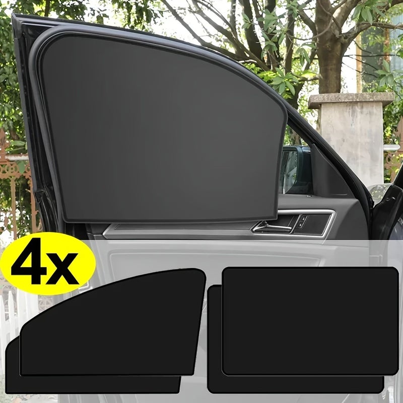 Window4 Piece Set Magnetic Car Window Shades With Protective And Privacy Screen Heavy Duty Mesh Front Rear Cover Easy To Install Remove Suitable For All Car Models Trucks SUVs Insulated Anti Glare - Image 4