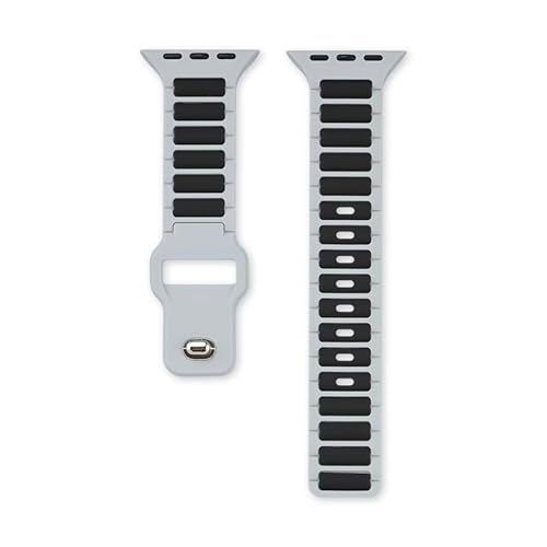 GUOi® Silicone Watchband Compatible with Apple Watch Ultra 2 ＆ Ultra 49mm 45mm 44mm 42mm 46mm - Men & Women Strap for iWatch Se10/9/8/7/6/5/4/3/2/1 SE 46/44/45/49/42mm (Series 3/2/1) - GRAY/BLACK - Image 4