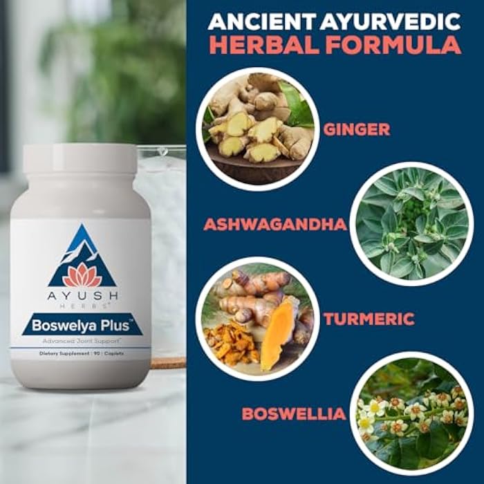 Ayush Herbs Boswelya Plus, Joint Care with Curcumin, 90 Servings | Glucosamine Chondroitin Joint Support Supplement, Turmeric Muscle Support for Men & Women - Image 4