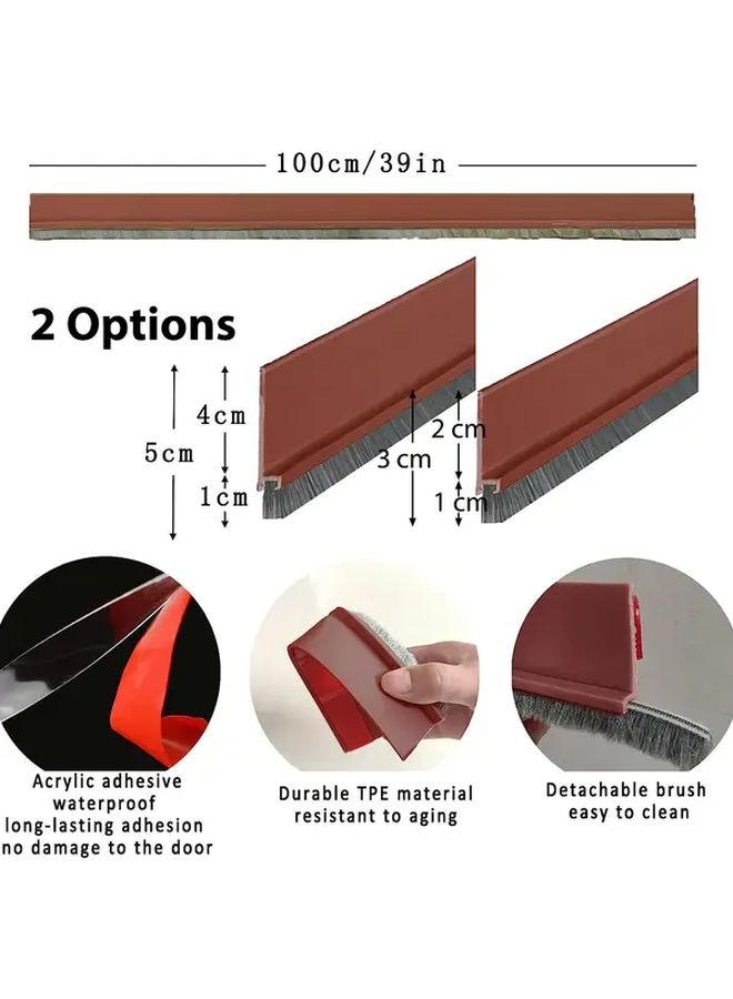 1pc Door Draft Stopper Bottom Door Seal Silica Gel Blocker With Brush Reduce Noise Under Exterior Door Sweep Breeze Sound Proof 39.37inch Roll 0.79inch Rubber Width White Winter Cold Insect Control Summer Proof - Image 3