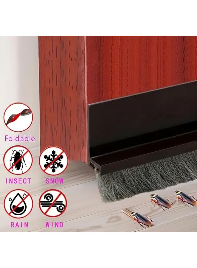 1pc Door Draft Stopper Bottom Door Seal Silica Gel Blocker With Brush Reduce Noise Under Exterior Door Sweep Breeze Sound Proof 39.37inch Roll 0.79inch Rubber Width White Winter Cold Insect Control Summer Proof - Image 4