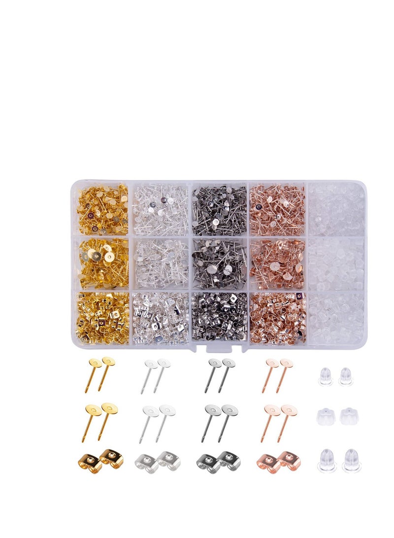 SYOSI Earring Making Supplies, Stainless Steel Earring Posts Earring Backs Flat Pad Earring Studs Earring Blank with Butterfly and Rubber Bullet Earring Backs for Earring Jewelry Making  - Image 5
