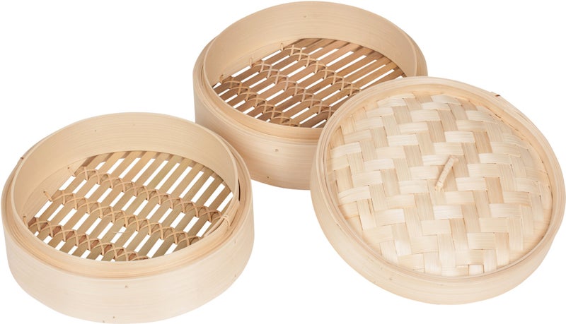 Trademark Innovations Bamboo Steamer - 3 Piece - 10 Inch Diameter - Image 2