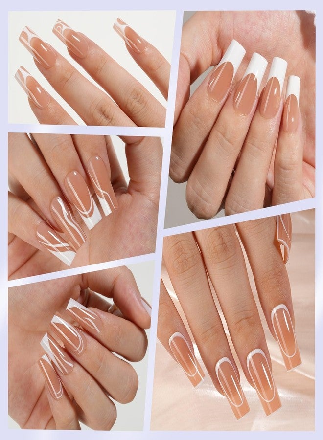 Misssix French Gel Nail Tips, 150 Pcs French Tip Long Square Design No Filing Predurable Tips False Nails for DIY Nails 15 Sizes - Image 2