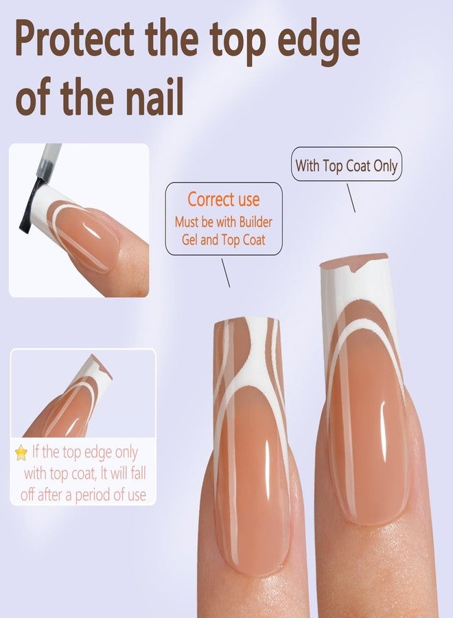 Misssix French Gel Nail Tips, 150 Pcs French Tip Long Square Design No Filing Predurable Tips False Nails for DIY Nails 15 Sizes - Image 5