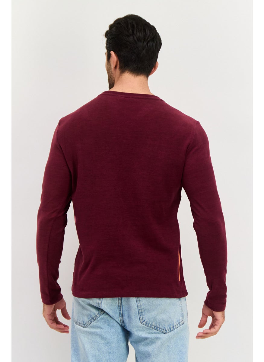 Men Round Neck Long Sleeve Heather T-Shirt, Maroon - pzsku/ZB0C9F1157F845CAC7C93Z/45/_/1737642575/99db1a57-d698-42bc-9176-0af1e89cc824