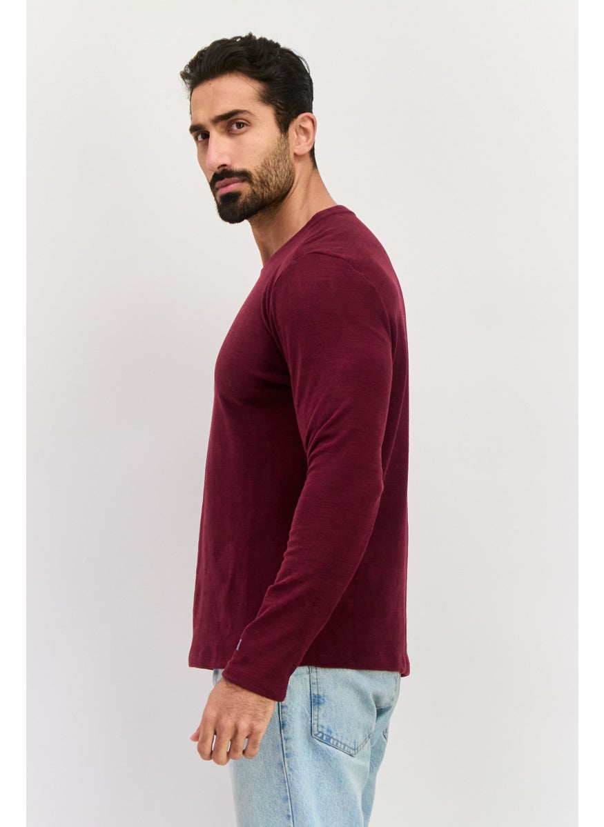 Men Round Neck Long Sleeve Heather T-Shirt, Maroon - pzsku/ZB0C9F1157F845CAC7C93Z/45/_/1737642578/45f06cf8-6146-4456-83d9-163f40fd2b2a