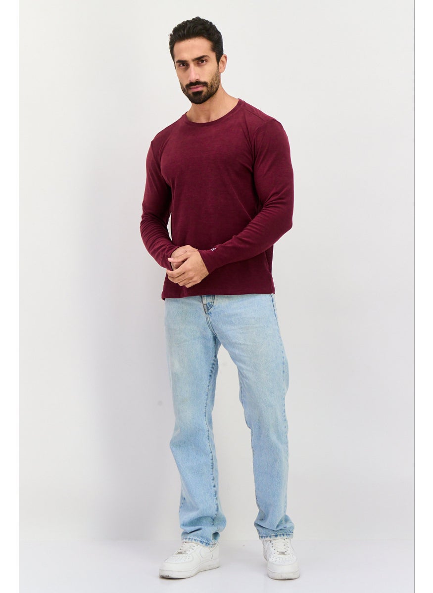 Men Round Neck Long Sleeve Heather T-Shirt, Maroon - pzsku/ZB0C9F1157F845CAC7C93Z/45/_/1737642582/660aa2ef-01b5-41b7-b9a0-ba5117ccf032