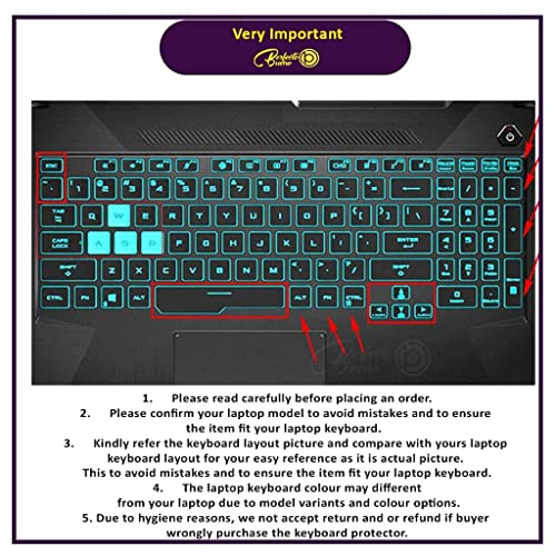 RAYA Silicone Keyboard Cover for 2021 ASUS TUF Gaming A15 F15 15.6inch & 2021 ASUS TUF Gaming A17 F17 17.3inch Laptops (Black) - Image 2