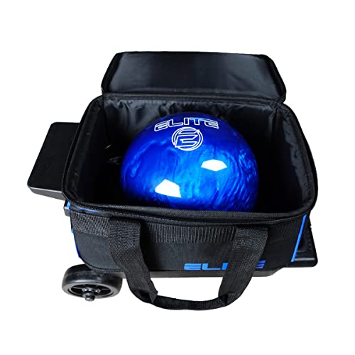 ELITE Basic Single 1 Ball Roller Bowling Bag with Rolling Wheels Holds Bowling Shoes up to US Size 10.5 Mens (Purple) - Image 3