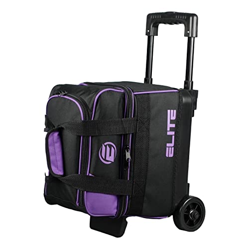 ELITE Basic Single 1 Ball Roller Bowling Bag with Rolling Wheels Holds Bowling Shoes up to US Size 10.5 Mens (Purple) - Image 1
