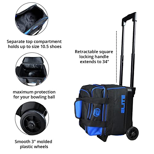 ELITE Basic Single 1 Ball Roller Bowling Bag with Rolling Wheels Holds Bowling Shoes up to US Size 10.5 Mens (Purple) - Image 2