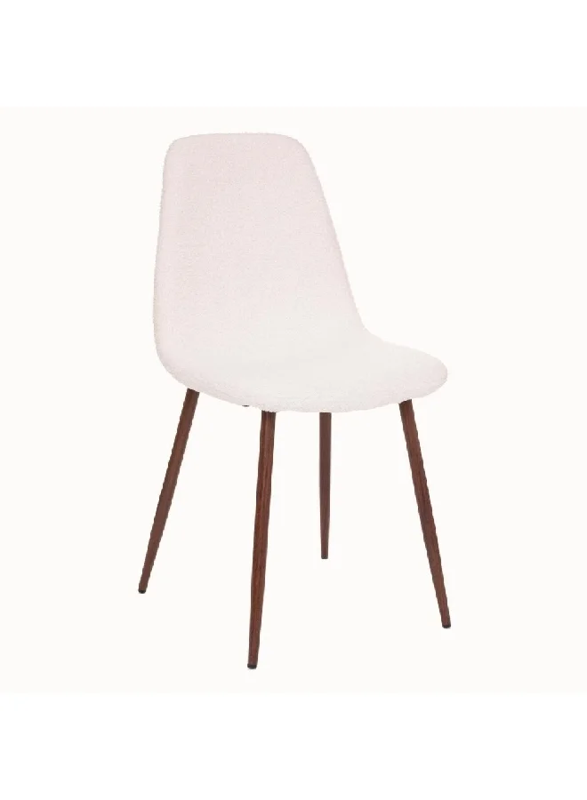 atmosphera Roka Polyester and Metal Armless Chair White and Brown 87 x 51 x 45 cm 185104