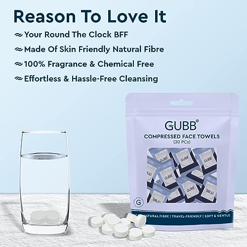 GUBB Face Wipe, 100% Cotton Facial Tissue | Reusable & Biodegradable, Soft Fabric, Chemical Free | Pocket Pack of 30 Wet Wipes For Men & Women Oily Skin - Image 2